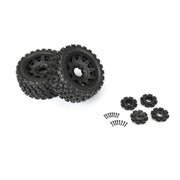 Proline 10198-11 1/6 Badlands MX57 Front or Rear 5.7 inch Tyres Mounted on Raid 8x48 Removable 24mm Hex Wheels Black 2pc