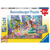 Ravensburger 05147-2 Mermaid Tea Party Puzzle 2x 24pc Kids Jigsaw Puzzle