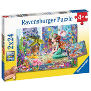 Ravensburger 05147-2 Mermaid Tea Party Puzzle 2x 24pc Kids Jigsaw Puzzle