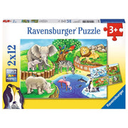 Ravensburger 07602-4 Animals In The Zoo Puzzle 2x 12pc Kids Jigsaw Puzzle
