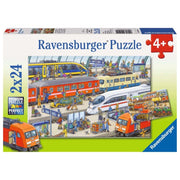 Ravensburger 09191-1 Busy Train Station Puzzle 2x 24pc Kids Jigsaw Puzzle