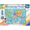 Ravensburger 13343-7 Map Of The World 100pc Kids Jigsaw Puzzle
