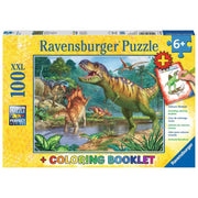 Ravensburger 13695-7 World of Dinosaurs 100pc Jigsaw Puzzle and Colouring Book