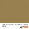 AK Interactive RC089 Real Colors Graubeige-Grey Beige RAL 1040-F9 Paint Acrylic Lacquer 10mL*