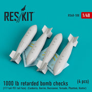 Res/Kit 48-0188 1/48 1000 lb retarded bomb checks (117 tail-951 tail fuze) (4 pcs)