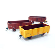 SDS Models HO GY Open Wagon Outside Sill VR Red/Yellow 3 Pack