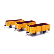 SDS Models HO GY Open Wagon Outside Sill VR Yellow 3 Pack