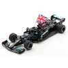 Spark SP18S599 1/18 Mercedes AMG W12 E Performance No. 44 Lewis Hamilton Winner 2021 British GP Figurine Holding British Flag