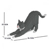 Jekca ST19GTC04 Grey Tuxedo Cat stretching 04S