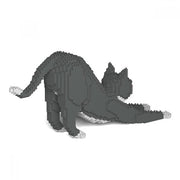 Jekca ST19GTC04 Grey Tuxedo Cat stretching 04S