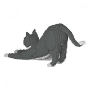 Jekca ST19GTC04 Grey Tuxedo Cat stretching 04S