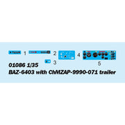 Trumpeter 01086 1/35 Russian BAZ-6403 with ChMZAP-9990-071 trailer