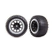 Traxxas 2470G Bandit Rear Alias 2.2 inch Medium Compound Tyres and 2.2 inch Black with Satin Chrome Beadlocks Wheels Assembled with Foam Inserts