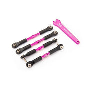 Traxxas 3741P Front 39mm and Rear 49mm Turnbuckles Aluminium with Camber Links Assembled Pink