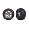 Traxxas 3772R Rear Alias Tyres and RXT Black and Chrome Wheels 2.8 inch TSM Rated Assembled and Glued 2pc