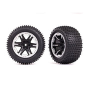 Traxxas 3772X Rear Alias Tyres and RXT Black and Chrome Wheels 2.8 inch TSM Rated Assembled and Glued 2pc