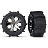 Traxxas 3776 Rear Paddle Tyres and All-Star Black Chrome Wheels 2.8 inch TSM Rated Assembled and Glued 2pc