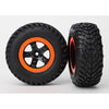 Traxxas 5864 2WD Front SCT Off-Road oad Racing Tyres and SCT Black with Orange Beadlock Wheels Assembled and Glued