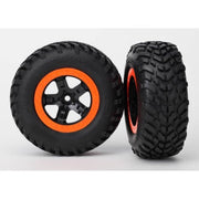 Traxxas 5864 2WD Front SCT Off-Road oad Racing Tyres and SCT Black with Orange Beadlock Wheels Assembled and Glued