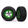 Traxxas 5865 2WD Front BFGoodrich Mud-Terrain T/A KM2 Tyres and SCT Chrome Green Beadlock Style Wheels Assembled and Glued
