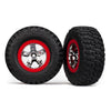 Traxxas 5867 2WD Rear BFGoodrich Mud-Terrain T/A KM2 Tyres and SCT Split-Spoke Chrome with Red Beadlock Style Wheels 2pc