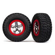 Traxxas 5867 2WD Rear BFGoodrich Mud-Terrain T/A KM2 Tyres and SCT Split-Spoke Chrome with Red Beadlock Style Wheels 2pc