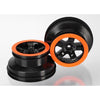 Traxxas 5868X 2WD Rear or 4WD SCT Black with Orange Beadlock Wheels Dual Prof ile (2.2 inch outer, 3.0 inch inner) 2pc