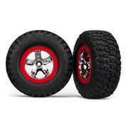 Traxxas 5869 2WD Front BFGoodrich Mud-Terrain T/A KM2 Tyres and SCT Split-Spoke Chrome with Red Beadlock Style Wheels 2pc