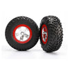 Traxxas 5873R 2WD Rear Tyres S1 Ultra-Soft Off-Road Racing Compound and SCT Satin Chrome with Red Beadlock Style Wheels 2pc