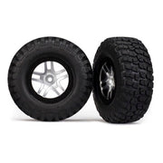 Traxxas 5877 2WD Front BFGoodrich Mud-Terrain T/A KM2 Tyres and SCT Split-Spoke Satin Chrome, Black Beadlock Wheels Assembled and Glued 2pc