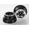 Traxxas 5884 2WD Rear or 4WD SCT Split-Spoke Black Wheels with Satin Chrome Beadlock Style and Dual Prof ile (2.2 inch outer, 3.0 inch inner) 2pc