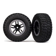Traxxas 5885 2WD Front BFGoodrich Mud-Terrain T/A KM2 Tyres and SCT Split-Spoke Black Satin Chrome Beadlock Wheels Assembled and Glued 2pc
