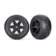 Traxxas 6768 Anaconda Rear Tyres and RXT Black 2.8 inch Wheels TSM Rated Assembled and Glued 2pc