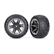 Traxxas 6768X Rear Anaconda Tyres and RXT Black and Chrome Wheels 2.8 inch TSM Rated Assembled and Glued 2pc