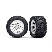 Traxxas 6774R Talon Extreme Rear Tyres and RXT Satin Chrome 2.8 inch Wheels TSM Rated Assembled and Glued 2pc