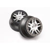 Traxxas 6872 2WD Rear or 4WD SCT Split-Spoke Satin Chrome Wheels with Black Beadlock Style and Dual Prof ile (2.2 inch outer, 3.0 inch inner) 2pc