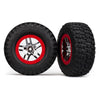 Traxxas 6873A 2WD Rear BFGoodrich Mud-Terrain T/A KM2 Tyres and SCT Split-Spoke Chrome with Red Beadlock Style Wheels Assembled and Glued 2pc