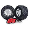 Traxxas 7772R X-Maxx Wheels Maxx AT Tyres Foam Inserts Pair Satin Chrome