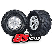 Traxxas 7772R X-Maxx Wheels Maxx AT Tyres Foam Inserts Pair Satin Chrome