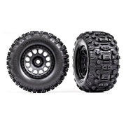 Traxxas 7876 Sledgehammer Tyres and Wheels Assembled Left and Right Black