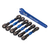 Traxxas 8341X Aluminium Turnbuckles with Front Camber Links 32mm, Rear Camber Links 28mm and Toe Links 34mm Blue