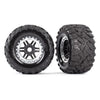 Traxxas 8972X Maxx MT Tyres and Satin Chrome Beadlock Style Wheels Glued and Assembled with Foam Inserts Black 2pc