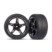 Traxxas 9371 Rear Response 2.1 Inch Tyres and Split-Spoke Black Chrome Wheels Assembled and Glued 2pc