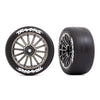 Traxxas 9375R Rear Slick 2.0 inch Tyres with Traxxas Logo and Multi-Spoke Black Chrome Wheels VXL Rated Assembled and Glued 2pc