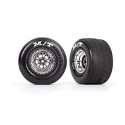 Traxxas 9475R Rear Mickey Thompson ET Drag Slicks Tyres and Weld Chrome with Black Wheels with Foam Inserts Assembled and Glued 2pc
