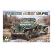 Takom 1/35 US Army 1/4 ton Utility Truck with 1/4 ton Utility Trailer & MP Figure TAK-2126 4897051421535