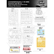 Vespid Models VS720007S 1/72 Centurion Tank Mk5/1 RAAC (Vietnam War Version) Deluxe Edition