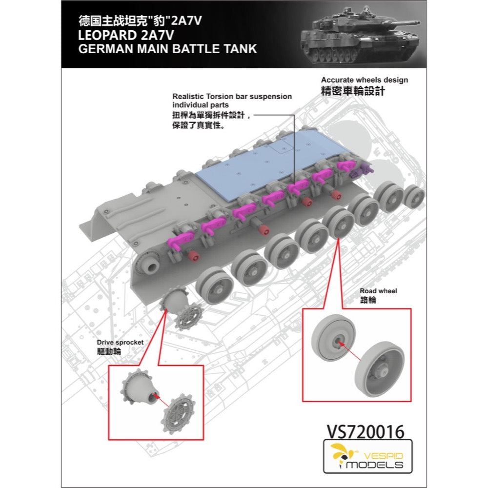 Vespid Models VS720016 1/72 German Main Battle Tank Leopard 2 A7V – Metro Hobbies