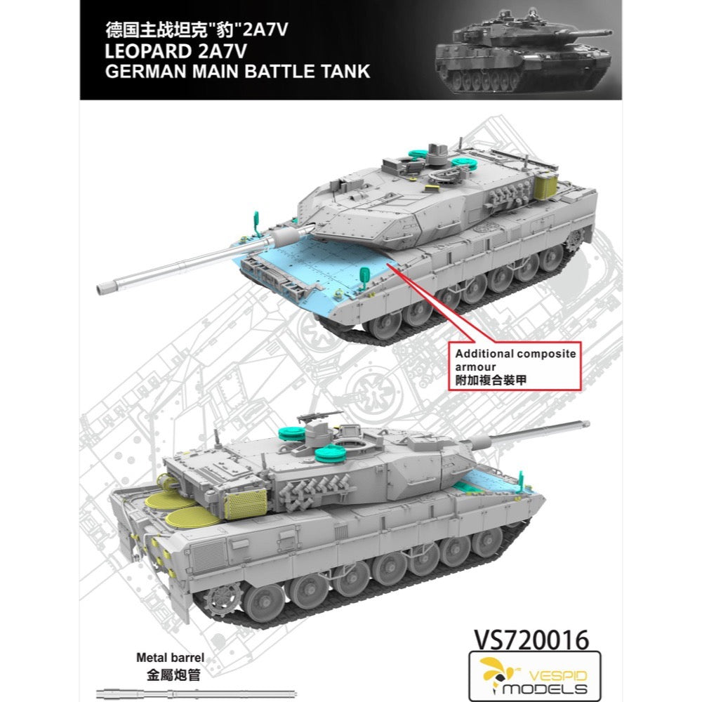 Vespid Models VS720016 1/72 German Main Battle Tank Leopard 2 A7V – Metro Hobbies