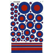 Xtradecal 48036 1/48 Post War RAF Low Visibility Red/Blue National Insignia/Roundels and Fin Flashes